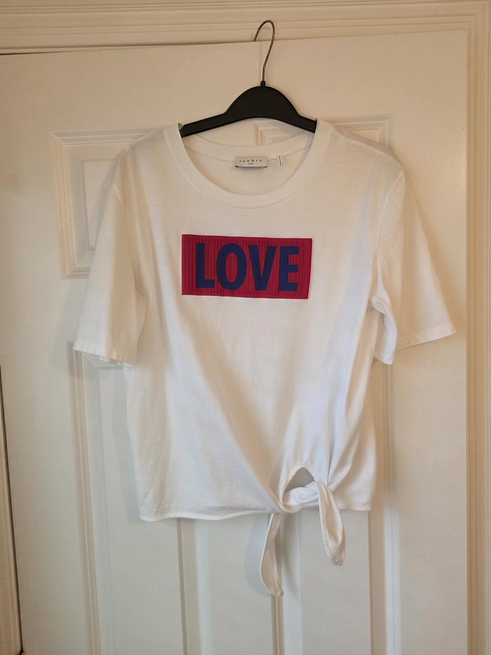 Sandro LOVE Graphic Tie-Waist Tee - White